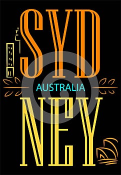 Sydney Australia City Sign T-shirt Design Vector