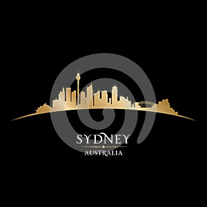 Sydney Australia city skyline silhouette black background