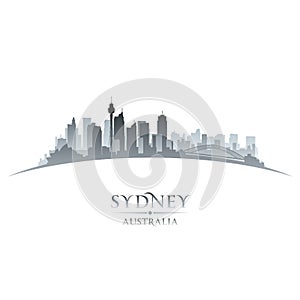 Sydney Australia city skyline silhouette white background