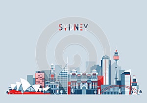 Sydney Australia City Skyline Vector Background