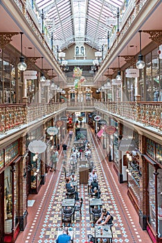 SYDNEY, AUSTRALIA, DECEMBER 29, 2019: Covered Strand arcade on Pitt street in Sydney, Australia