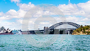 Sydney, Australia - January 11, 2014 : View over Opera House and Sydney Harbour bridge