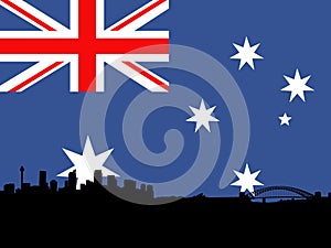 Sydney with Australian flag