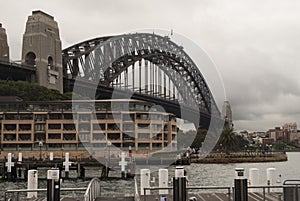 Sydney bridge with hotel in fore ground photo