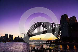 Sydney bridge sunset