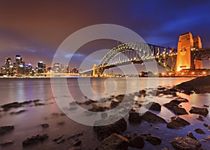 Sydney CBD Bridge Rocks Low Tide