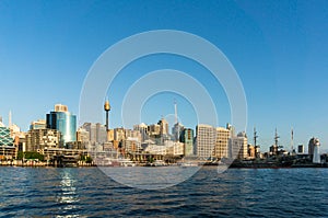 Sydney CBD city view of Darling Harbour and Sydney Tower