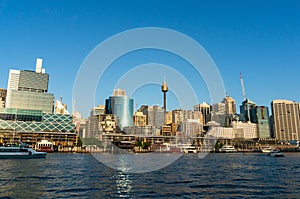 Sydney CBD city view of Darling Harbour and Sydney Tower