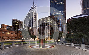 Sydney CBD Fountain Library Sunset