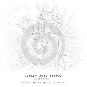 Sydney city centre, Australia,Urban detail Streets Roads Map ,vector element template image