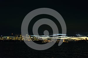 Sydney city harbour sunset skyline in australia