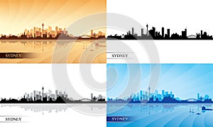 Sydney city skyline silhouettes set