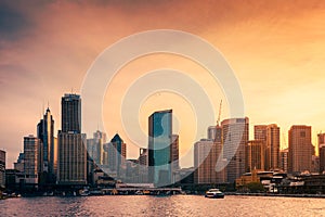 Sydney city skyline at sunset