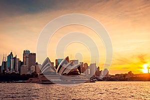 Sydney city skyline at sunset