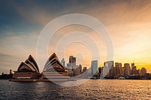 Sydney city skyline at sunset