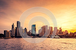 Sydney city skyline at sunset