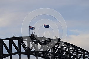 Sydney Harbor Bridge climbing by tourists