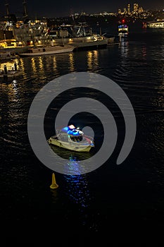 Sydney Harbor Police Boat at Night