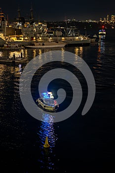 Sydney Harbor Police Boat at Night