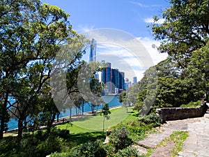 Sydney Harbour Australia on a sunny clear blue sky day with the turquoise colours of the bay