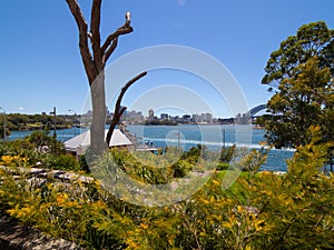 Sydney Harbour Australia on a sunny clear blue sky day with the turquoise colours of the bay