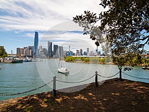 Sydney Harbour Australia on a sunny clear blue sky day with the turquoise colours of the bay