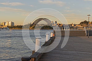 Sydney Harbour Bridge Australia at sunset seen from Pyrmont