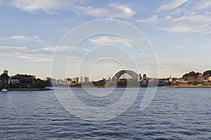 Sydney Harbour Bridge Australia at sunset seen from Pyrmont