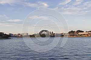 Sydney Harbour Bridge Australia at sunset seen from Pyrmont