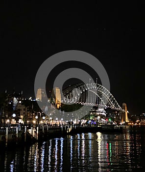 Sydney Harbour bridge on a clear night