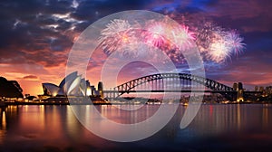 Sydney Harbour Bridge Fireworks Opera House Australia