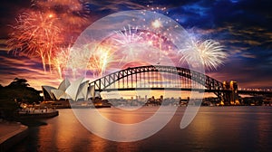 Sydney Harbour Bridge Fireworks Opera House Australia