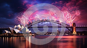 Sydney Harbour Bridge Fireworks Opera House Australia