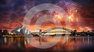 Sydney Harbour Bridge Fireworks Opera House Australia