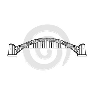 Sydney Harbour Bridge icon in outline style isolated on white background. Australia symbol stock vector illustration.