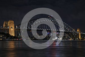 Sydney Harbour Bridge at night , NSW, Australia