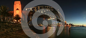 Sydney Harbour Bridge At Night Panorama