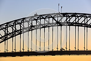 Sydney Harbour Bridge  silhouette, with climbers