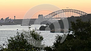 Sydney Harbour Bridge on sunset at dusk