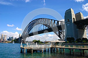 Sydney Harbour Bridge view from north shore Kirribilli, copy space photo