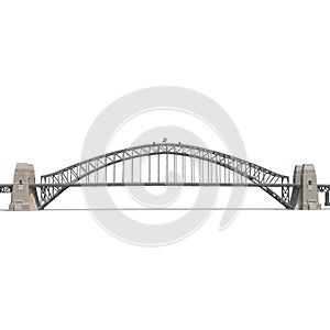 Sydney Harbour Bridge on white. Side view. 3D illustration