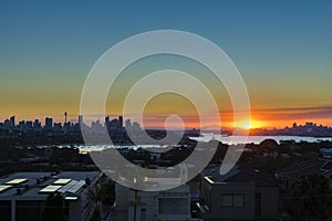 Sydney Harbour and CBD at sunset