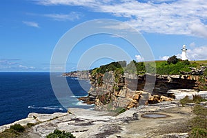 Sydney Harbour with Macquarie Lighthouse in backgr