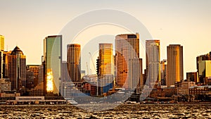 Sydney harbour skyline at golden sunset