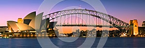 Sydney Harbour Skyline Panorama At Twilight