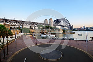 Sydney Harbour before sunrise at oversea terminal photo