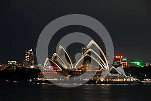 Night view of Sydney Opera House, Sydney, Australia.