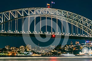 Sydney night view and bridge