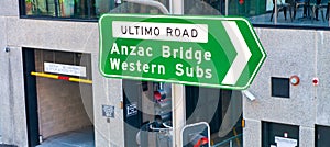 SYDNEY - NOVEMBER 2015: Anzac Bridge street direction in Ultimo