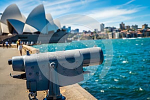 Sydney opera and binoculars in the summer